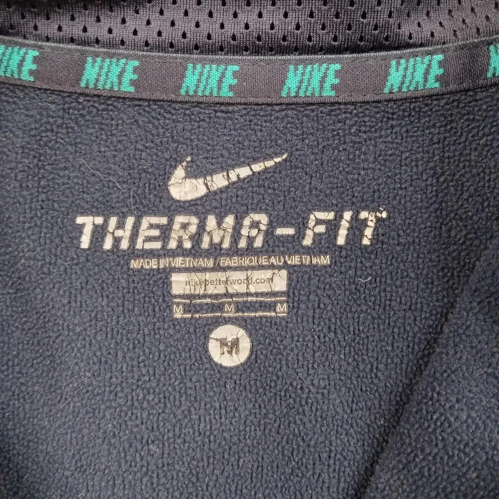 Nike Mens Medium Therma Fit Pullover Navy Teal‎ Quarter Zip Fleece Sweatshirt